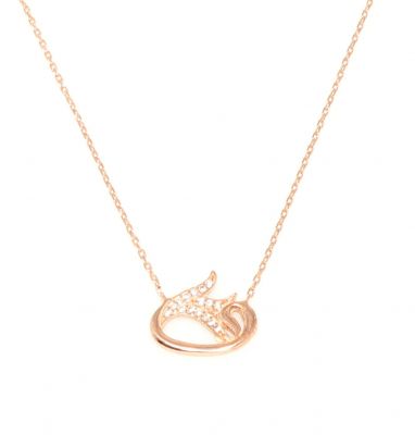 Rose Gold Sterling Silver Tulip Vav Pendant Necklace - 4