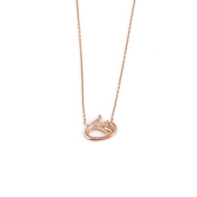 Rose Gold Sterling Silver Tulip Vav Pendant Necklace - 2