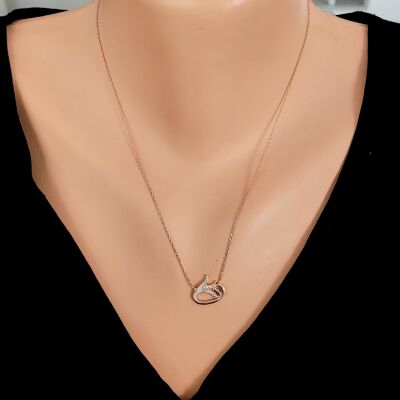 Rose Gold Sterling Silver Tulip Vav Pendant Necklace - 1