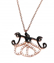 Rose Silver Whirling Dervish & Vav Letter Design Necklace - 3