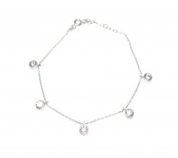 Round CZ Dangle Bracelet, Sterling Silver White Gold Vermeil - 2