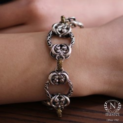 Silver Ancient Byzantine Design Bracelet - Nusrettaki