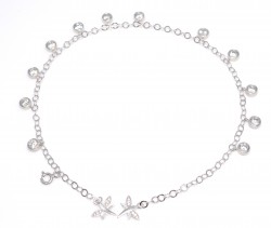 Silver Anklet 12 Stone White - White Zircon - 925 - Nusrettaki