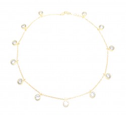 Silver Anklet 12 Stone Yellow - White Zircon - 925 - 4