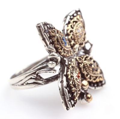 Silver Antique Butterfly Ring - 6