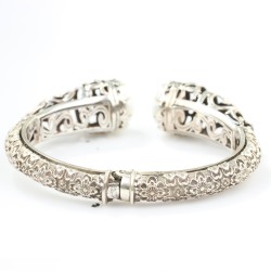 Silver Antique Constantinople Design Bracelet with Pearl - 4