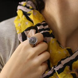 Silver Antique Ring with CZ Black - Nusrettaki
