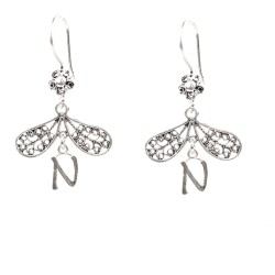 Nusrettaki - Silver Filigree Letter Earrings