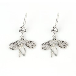 Silver Filigree Letter Earrings - Nusrettaki (1)