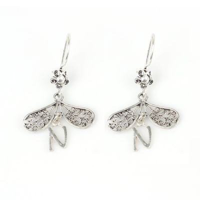 Silver Filigree Letter Earrings - 2