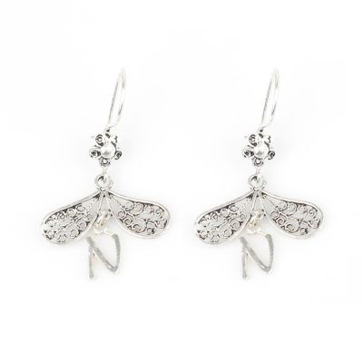 Silver Filigree Letter Earrings - 3