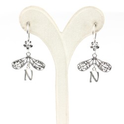 Silver Filigree Letter Earrings - 4