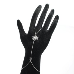 Silver Flowering Snowflake Hand Bracelet - Nusrettaki (1)