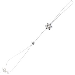 Silver Flowering Snowflake Hand Bracelet - Nusrettaki