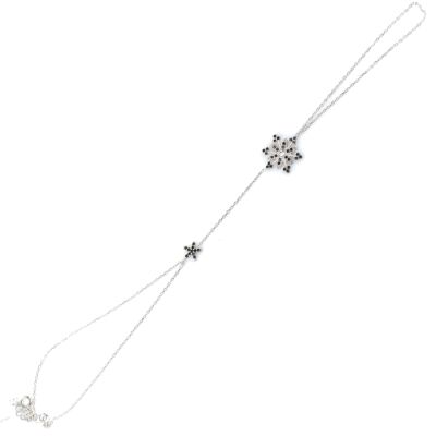 Silver Flowering Snowflake Hand Bracelet - 1