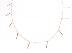 Sterling Silver Fringe Bars Dainty Necklace, Rose Gold Plated - 2