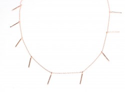 Sterling Silver Fringe Bars Dainty Necklace, Rose Gold Plated - Nusrettaki (1)