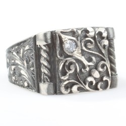 Silver Handcarved Men Ring For Men - Nusrettaki (1)