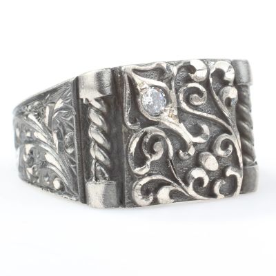 Silver Handcarved Men Ring For Men - 2