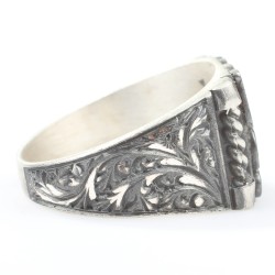 Silver Handcarved Men Ring For Men - 3