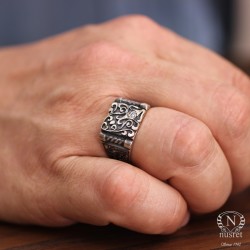 Silver Handcarved Men Ring For Men - Nusrettaki