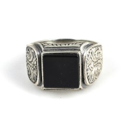 Silver Men Ring with Square Onyx - 3