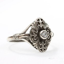 Silver Tiny Ring with CZ Black - Nusrettaki (1)