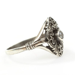 Silver Tiny Ring with CZ Black - 3
