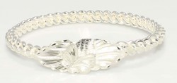 Silver Twisted Wire Bracelet Leaf Top- 925 - Nusrettaki (1)