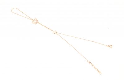 Silver Vav Letter Design Hand Ring Bracelet with CZ - 4