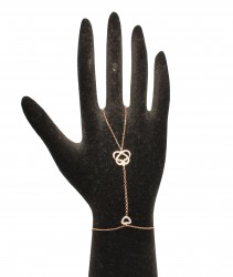 Silver Vav Letter Design Hand Ring Bracelet with CZ - 5