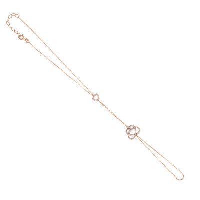 Silver Vav Letter Design Hand Ring Bracelet with CZ - 1