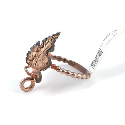 Silver Vine Leaf Design Ring - 7