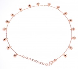 Snowflake Silver Anklet Rose - Black Zircon - 925 - Nusrettaki