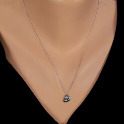 Sterling Silver Allah & Vav Pendant with White Stones - 1