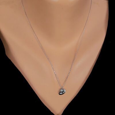 Sterling Silver Allah & Vav Pendant with White Stones - 1