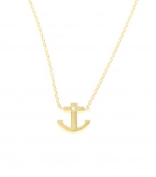 Sterling Silver Anchor Dainty Necklace, Gold Plated - Nusrettaki