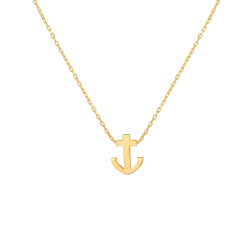 Sterling Silver Anchor Dainty Necklace, Gold Plated - 3