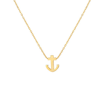 Sterling Silver Anchor Dainty Necklace, Gold Plated - 3