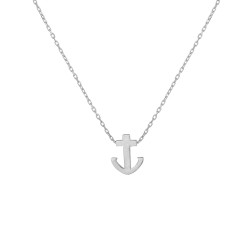 Sterling Silver Anchor Dainty Necklace, Gold Plated - Nusrettaki (1)