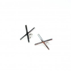 925 Silver X Design Stud Earrings - 4