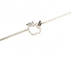 Sterling Silver Apple Bracelet with CZ, White Gold Vermeil - 5