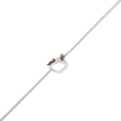 Sterling Silver Apple Bracelet with CZ, White Gold Vermeil - 3