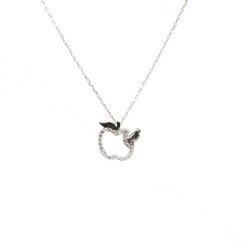 Sterling Silver Apple with Leaves Necklace - Nusrettaki (1)
