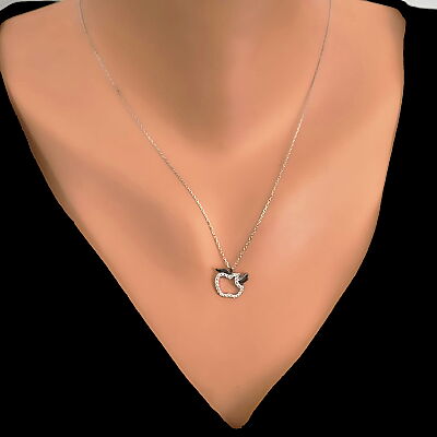 Sterling Silver Apple with Leaves Necklace - 1