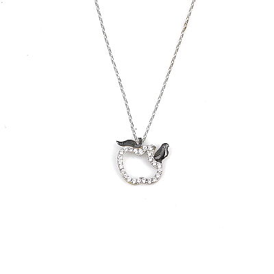 Sterling Silver Apple with Leaves Necklace - 3