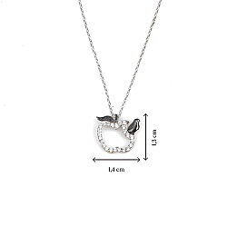 Sterling Silver Apple with Leaves Necklace - Nusrettaki (1)