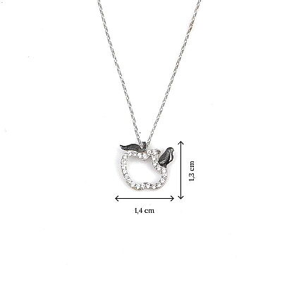 Sterling Silver Apple with Leaves Necklace - 2