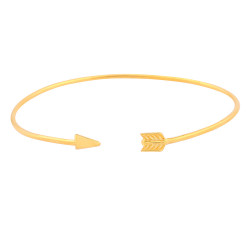 Sterling Silver Arrow Dainty Bangle Bracelet, Gold Plated - 2