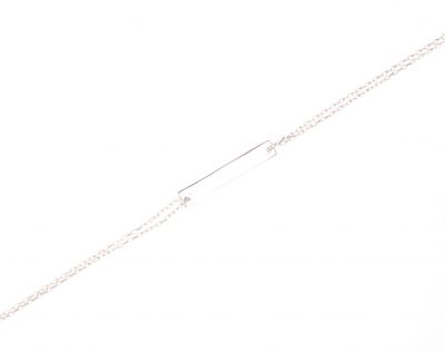 Sterling Silver Bar Bracelet, White Gold Vermeil - 7